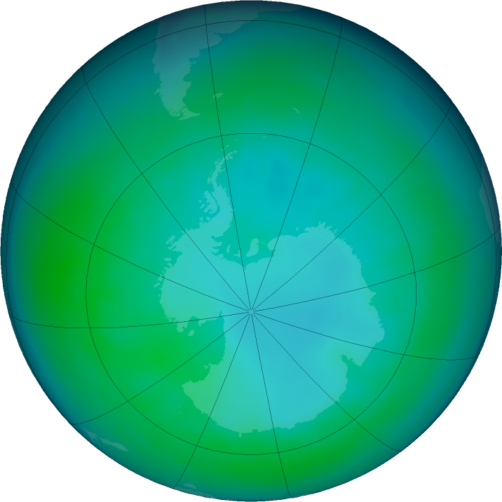 Antarctic ozone map for May 2021